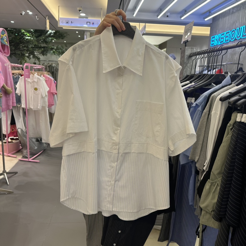 5K韓國直郵㊣女裝新品人氣25春夏推薦職業休閑時尚襯衫蕾絲衫5K襯衫/蕾絲衫圖色2