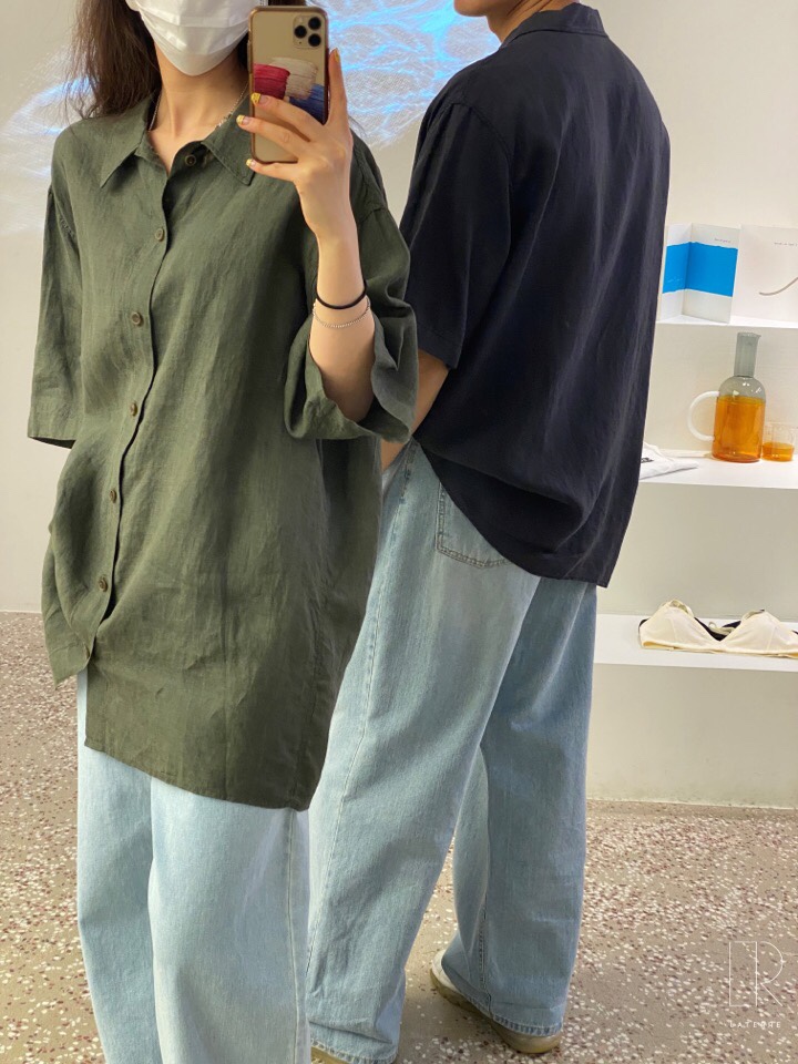 LA_TERRE東大門㊣直郵女裝新款真品推薦襯衫蕾絲衫男女同款LA_TERRE襯衫/蕾絲衫