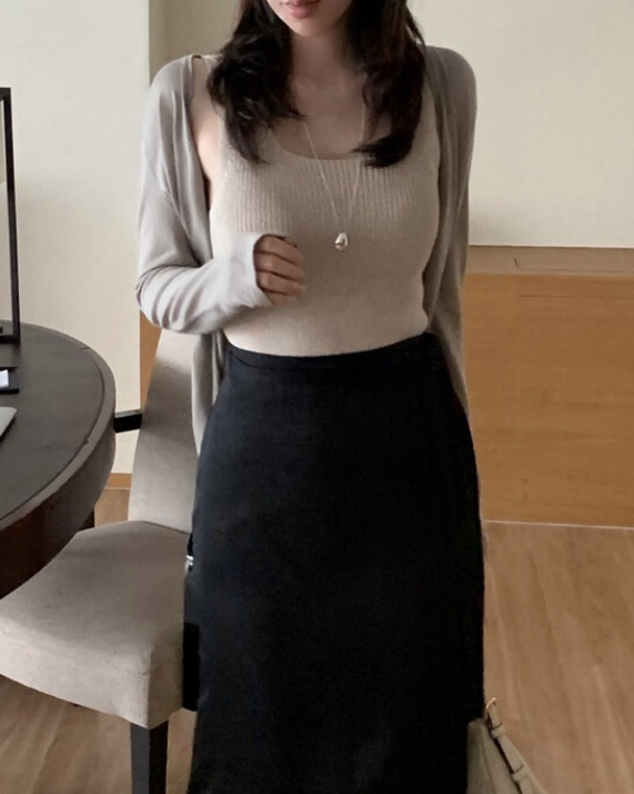 MAYBE&CO東大門㊣代購女士新品休閑職業針織衫絲綢開衫MAYBE&CO針織衫