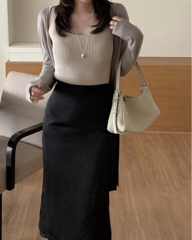 MAYBE&CO東大門㊣代購女士新品休閑職業針織衫絲綢開衫MAYBE&CO針織衫