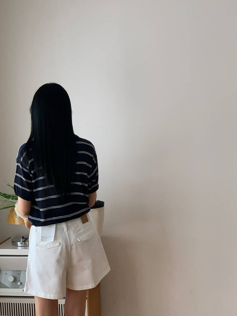 SORBET韓國代購㊣女士新款推薦時尚職業25春夏真品針織衫條紋SORBET/flat white針織衫