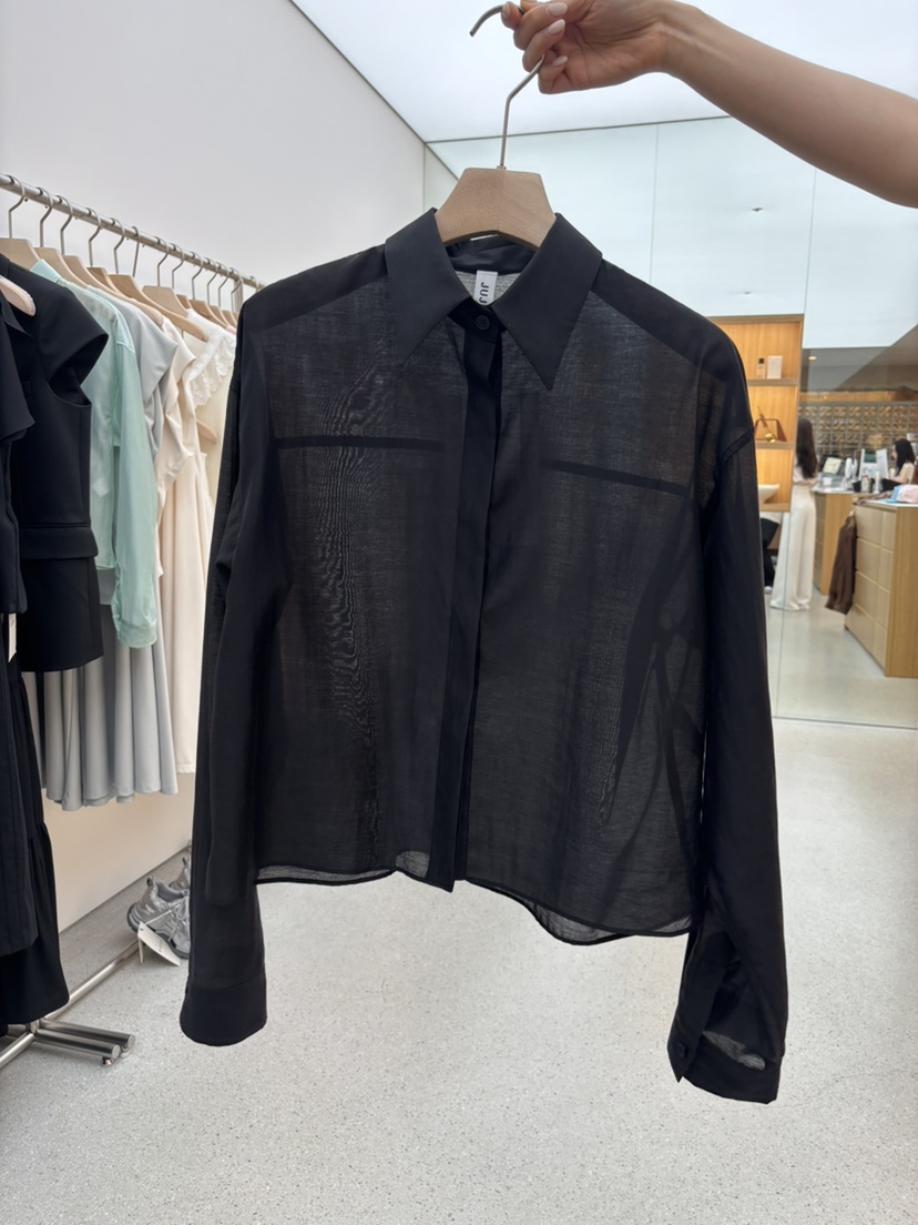 JUJU韓國代購㊣女裝新品真品職業時尚人氣25春夏襯衫蕾絲衫絲綢JUJU襯衫/蕾絲衫圖色4