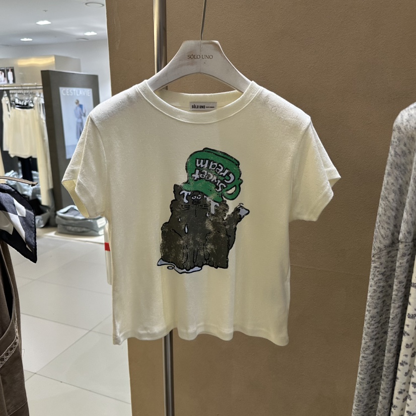 SOLOUNO韓國代購㊣女士新品時尚真品25春夏人氣職業熱賣T恤SOLOUNOT恤圖色2