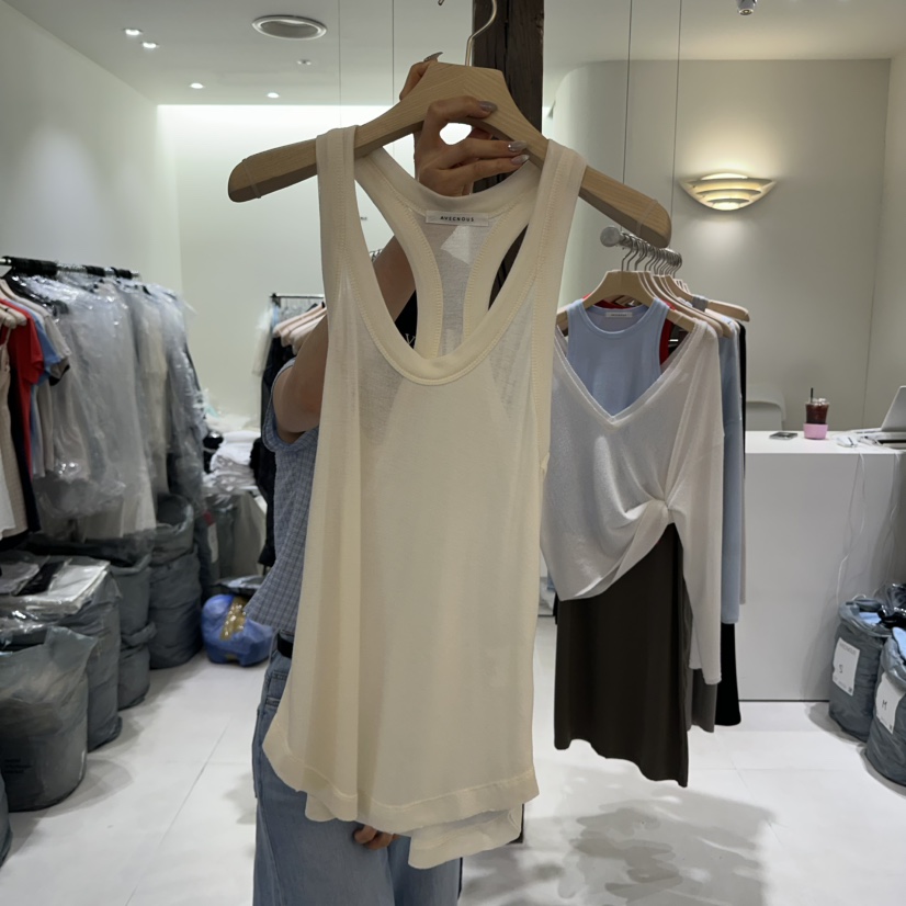 AVECNOUS東大門㊣實拍女士新款職業25春夏時尚吊帶背心透明AVECNOUS吊帶/背心圖色2
