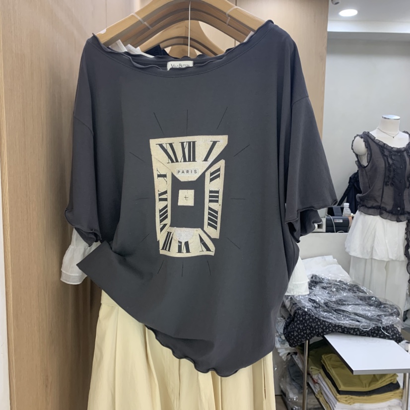 VILLABUTTON東大門㊣直郵女裝新款人氣真品休閑職業推薦T恤VILLABUTTONT恤圖色2