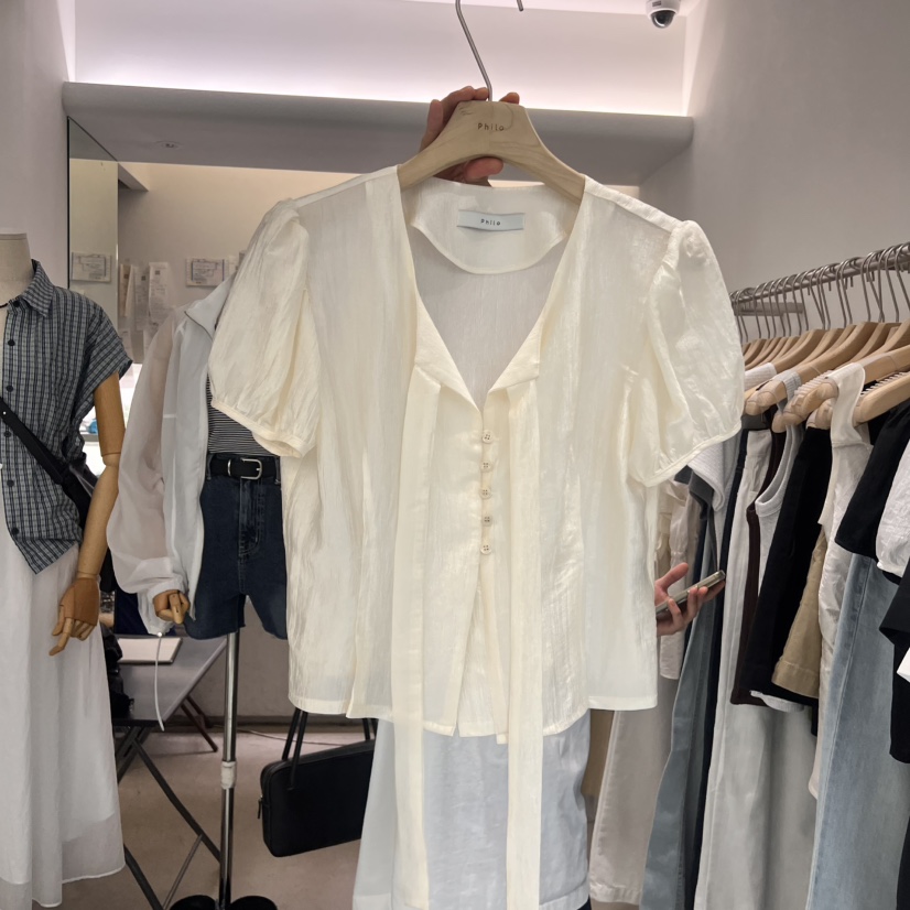 PHILO東大門㊣直郵女士新品真品25春夏熱賣時尚人氣襯衫蕾絲衫PHILO襯衫/蕾絲衫圖色2