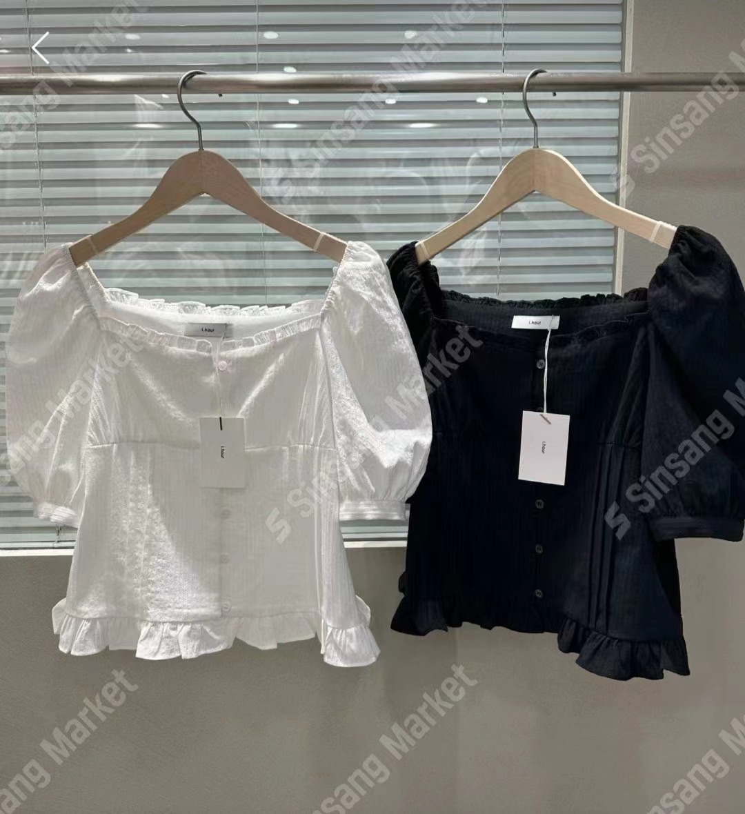 I_HOUR東大門㊣直郵女士新品真品時尚休閑熱賣25春夏襯衫蕾絲衫i hour襯衫/蕾絲衫