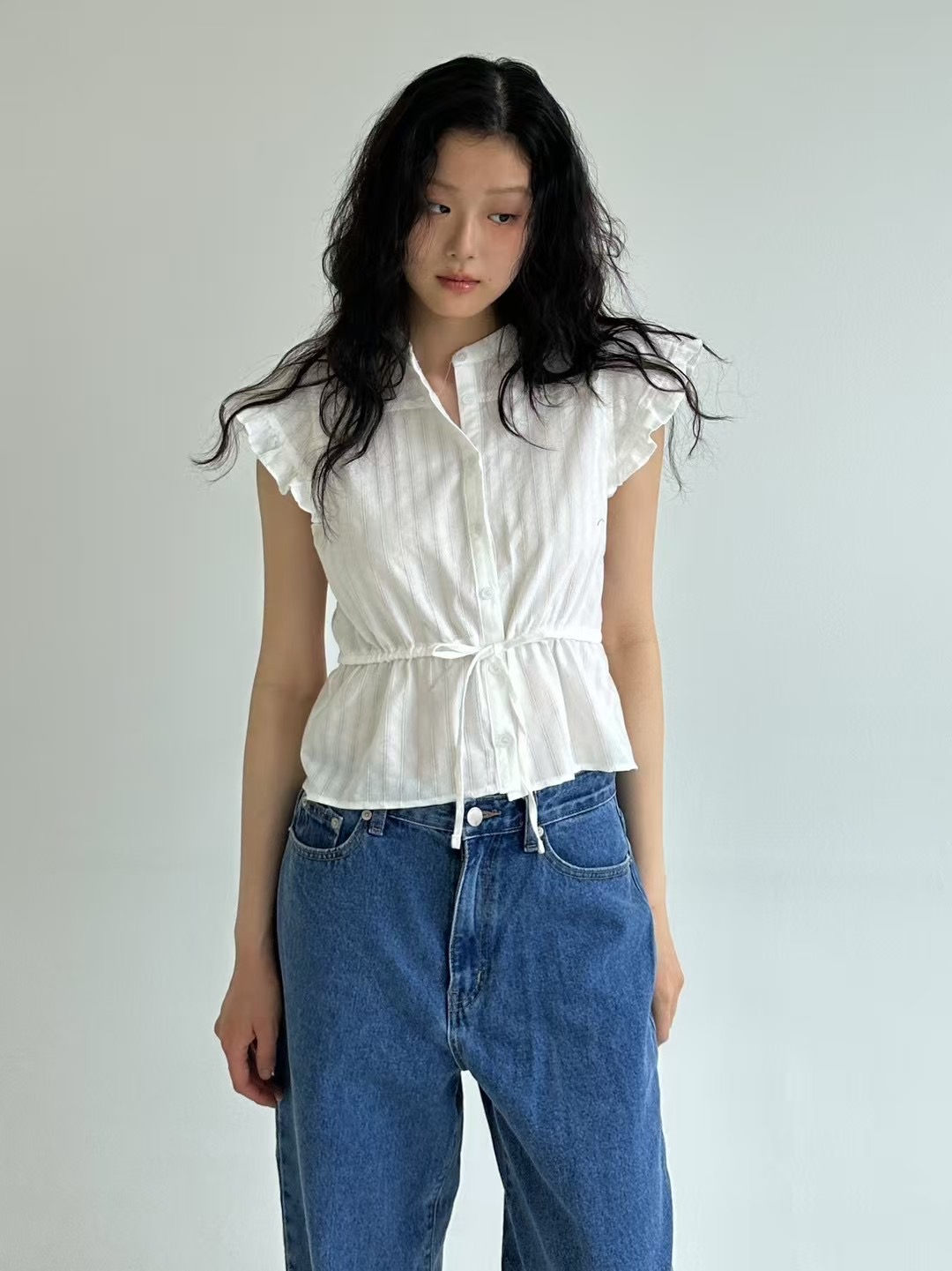 A.VER韓國直郵㊣女裝新款休閑人氣25春夏真品時尚襯衫蕾絲衫A.VER襯衫/蕾絲衫