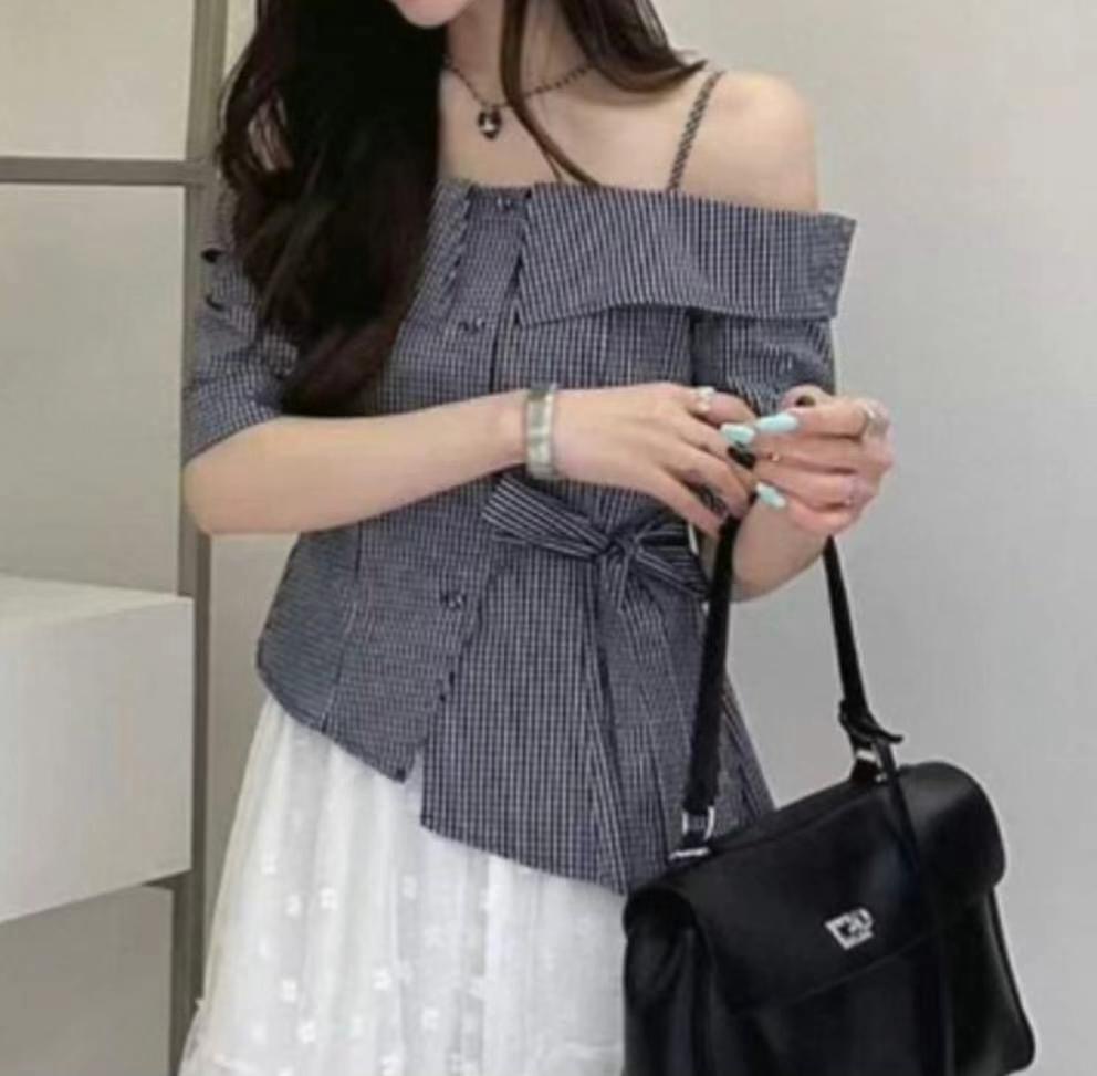 AIRPLANE東大門㊣實拍女裝新品人氣25春夏時尚熱賣襯衫蕾絲衫AIRPLANE襯衫/蕾絲衫圖色2
