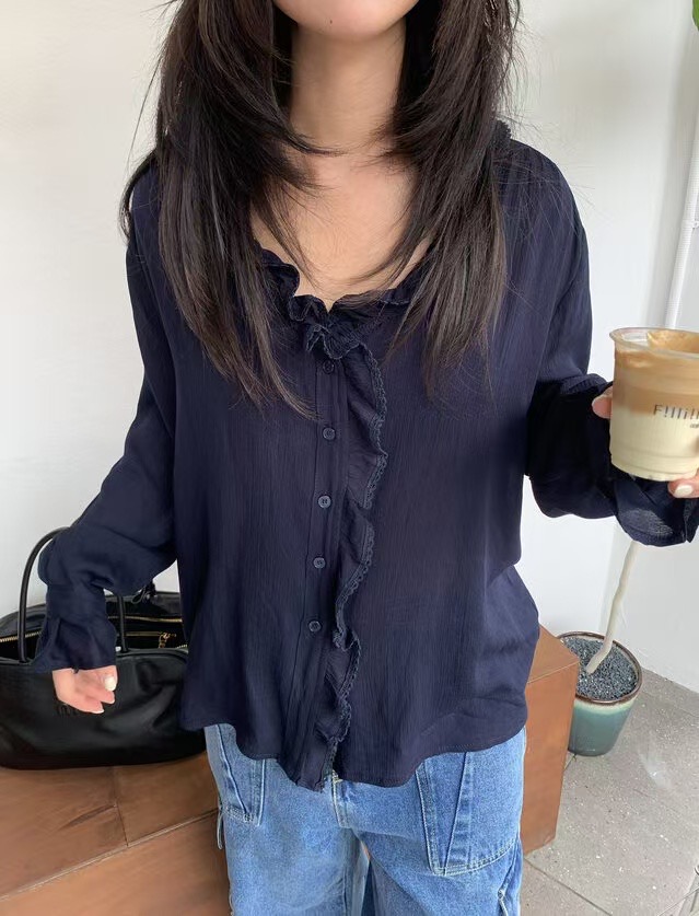 A.VER東大門㊣實拍女士新款真品25春夏休閑熱賣襯衫蕾絲衫A.VER襯衫/蕾絲衫