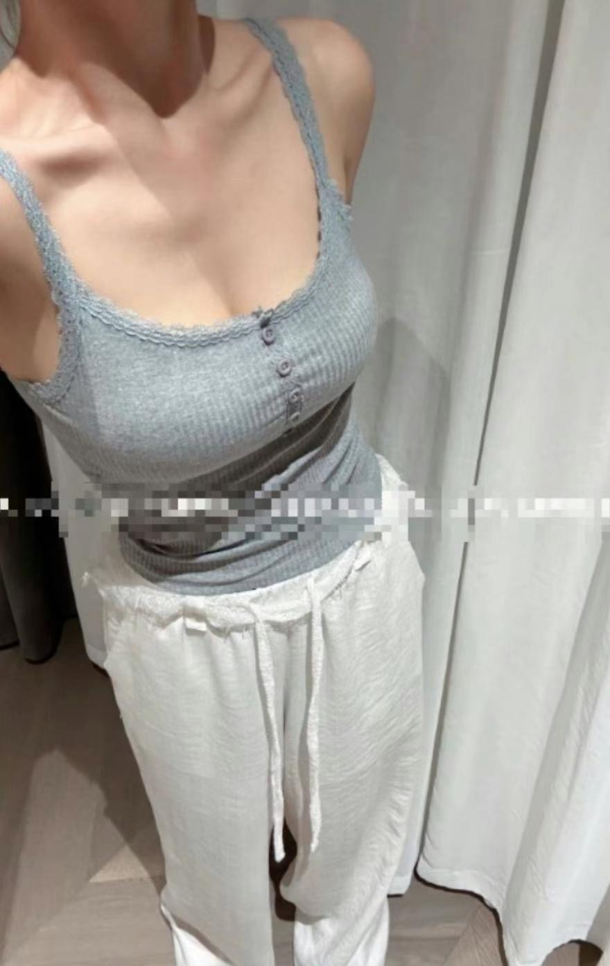 AIRPLANE東大門㊣實拍女士新款25春夏時尚吊帶背心蕾絲紐扣AIRPLANE吊帶/背心圖色3