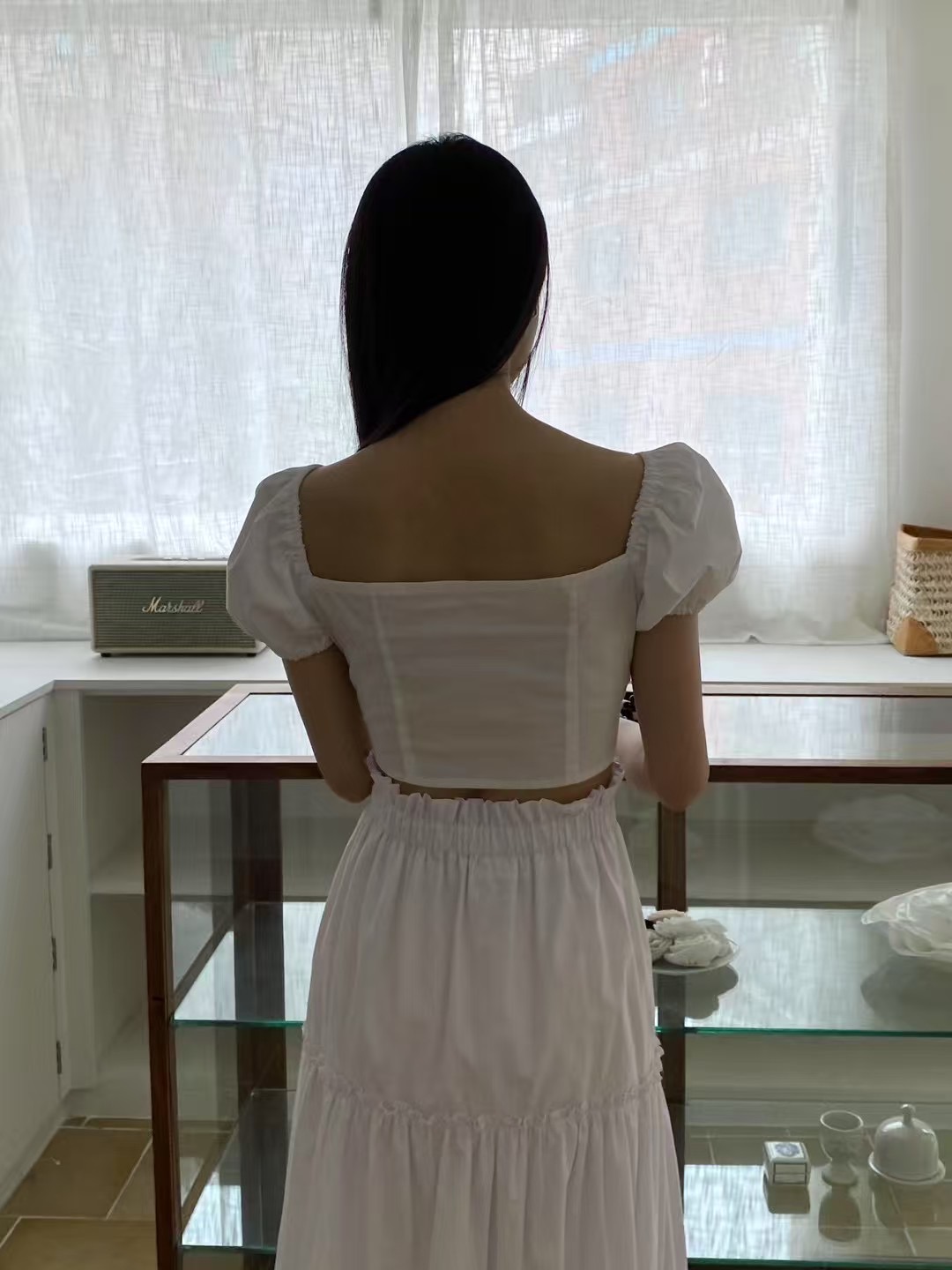 AUTHENTIC-OT韓國直郵㊣女裝新品25春夏襯衫蕾絲衫蝴蝶結短款AUTHENTIC襯衫/蕾絲衫