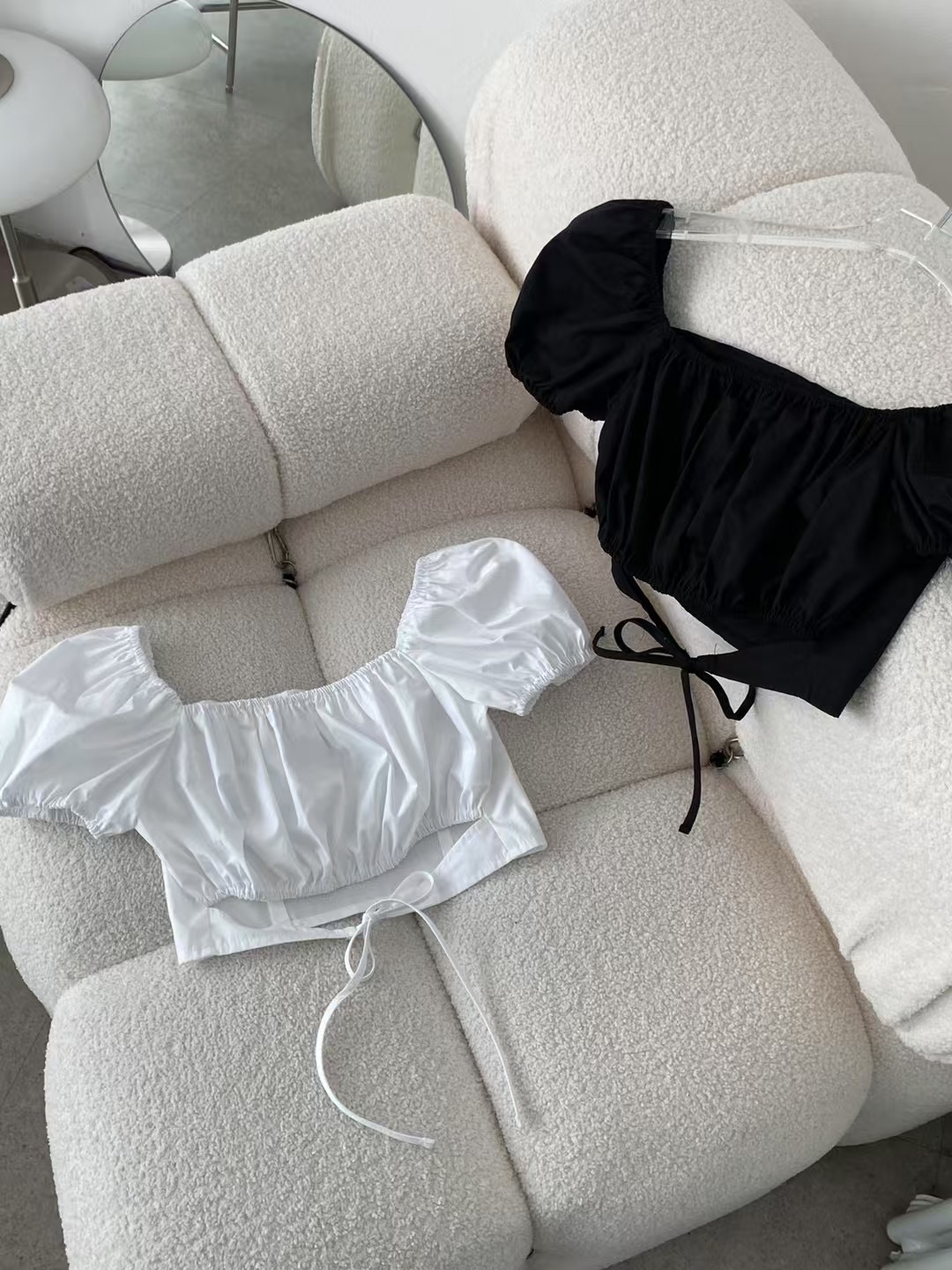 AUTHENTIC-OT韓國直郵㊣女裝新品25春夏襯衫蕾絲衫蝴蝶結短款AUTHENTIC襯衫/蕾絲衫