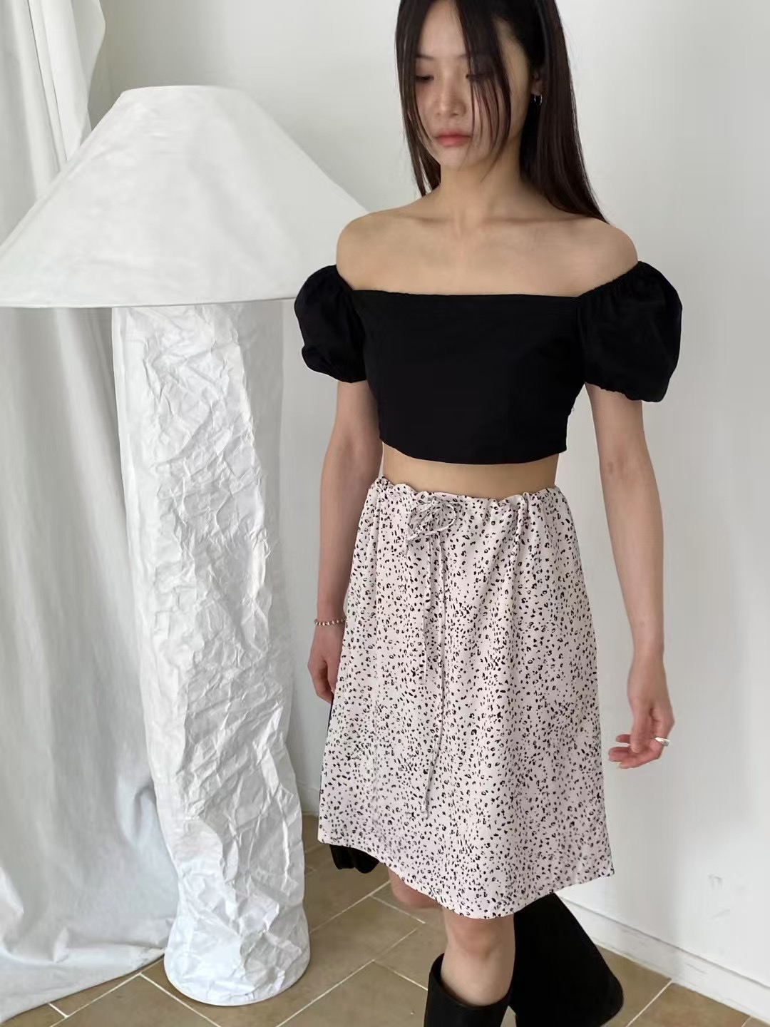 AUTHENTIC-OT韓國直郵㊣女裝新品25春夏襯衫蕾絲衫蝴蝶結短款AUTHENTIC襯衫/蕾絲衫圖色2