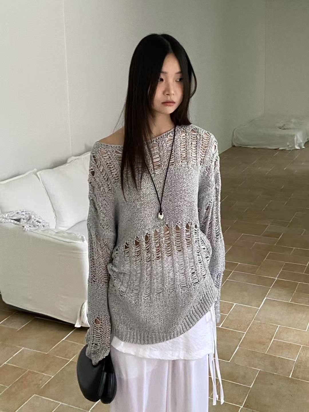 AUTHENTIC-OT韓國代購㊣女裝新款真品休閑人氣職業25春夏針織衫AUTHENTIC針織衫圖色2
