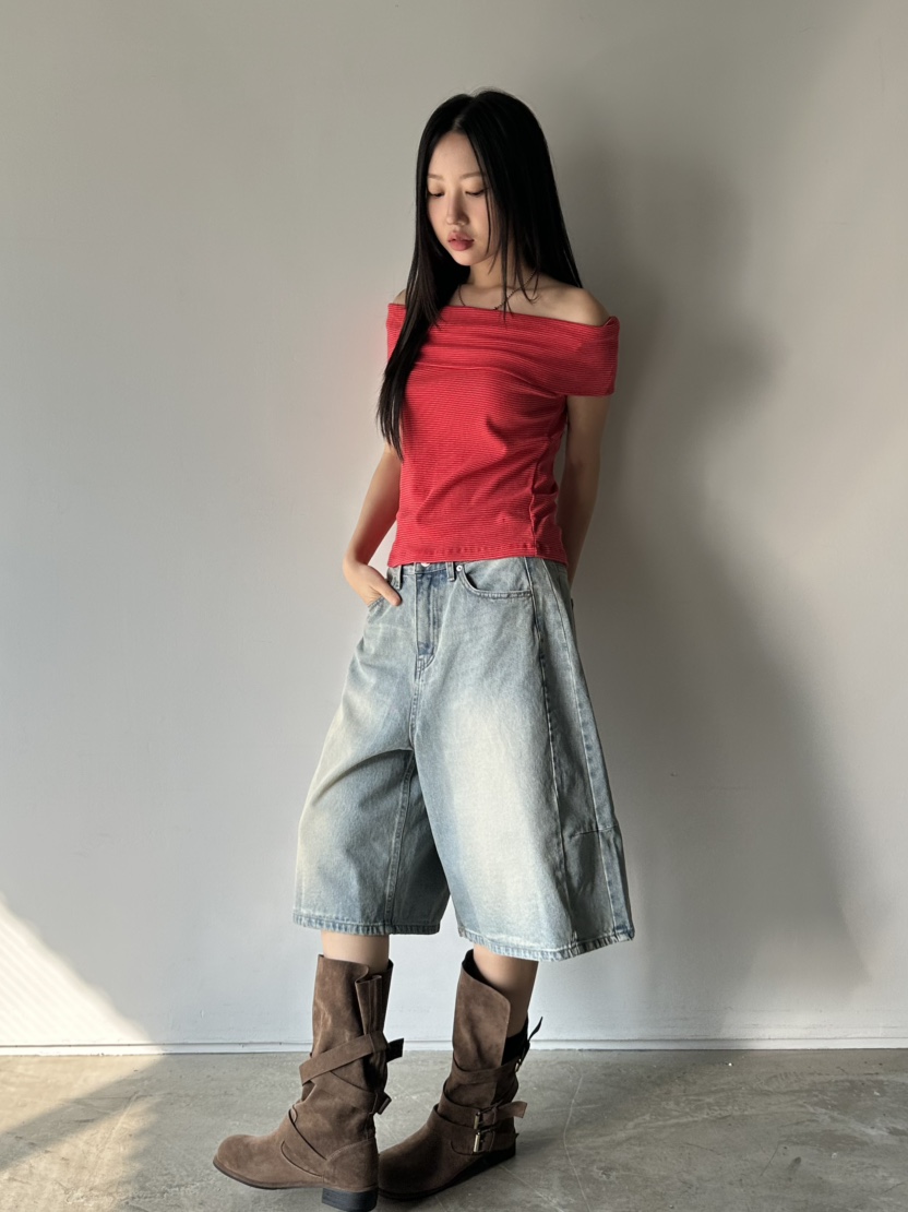 I MFACT東大門㊣直郵女裝新品推薦真品25春夏時尚熱賣T恤露肩I MFACTT恤