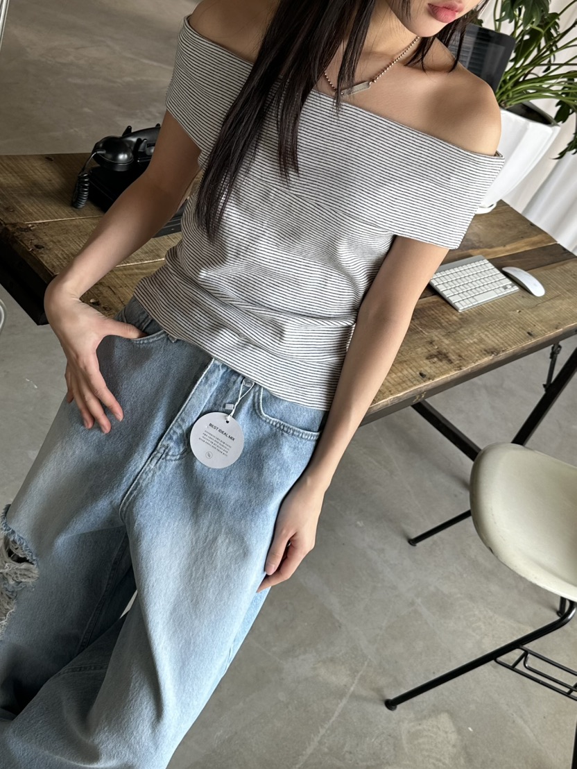 I MFACT東大門㊣直郵女裝新品推薦真品25春夏時尚熱賣T恤露肩I MFACTT恤
