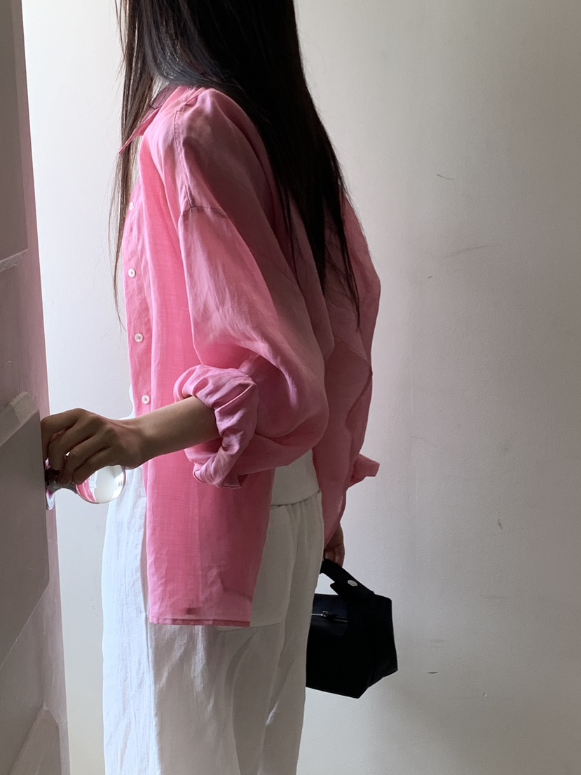 LOGARDEN韓國代購㊣女士新款時尚熱賣職業休閑襯衫蕾絲衫亞麻LO GARDEN襯衫/蕾絲衫