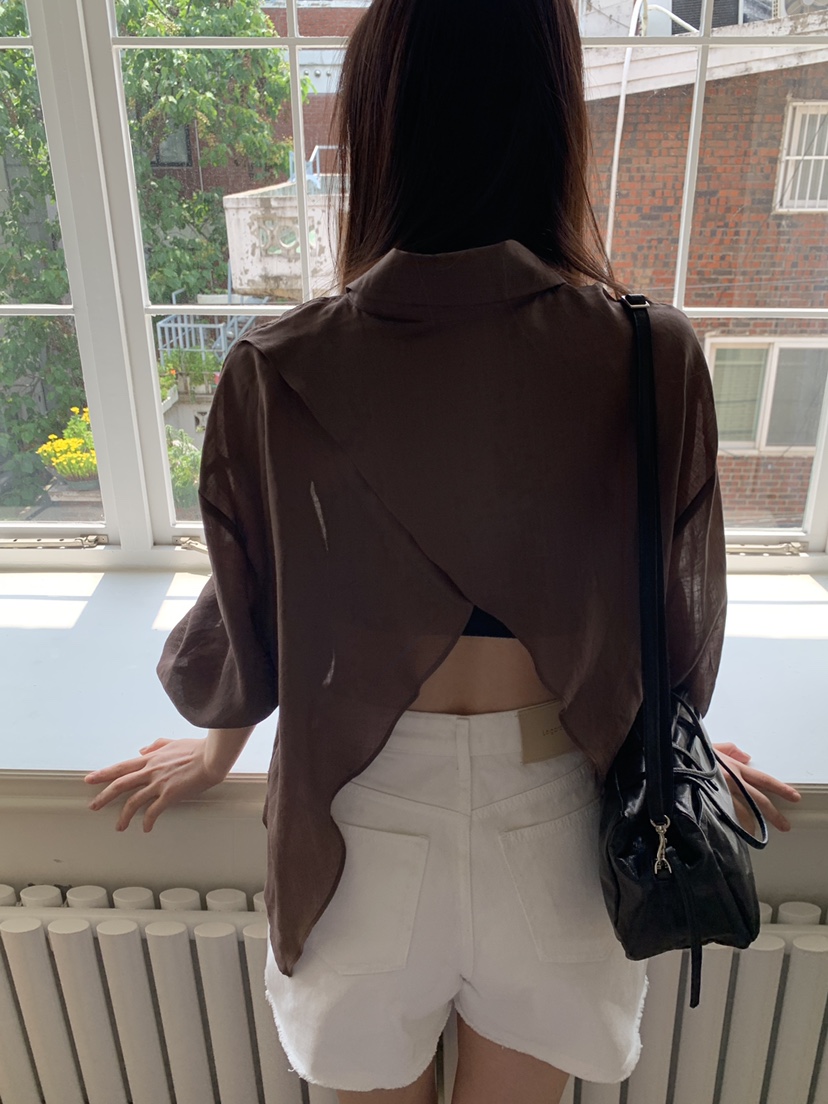 LOGARDEN韓國代購㊣女士新款時尚熱賣職業休閑襯衫蕾絲衫亞麻LO GARDEN襯衫/蕾絲衫