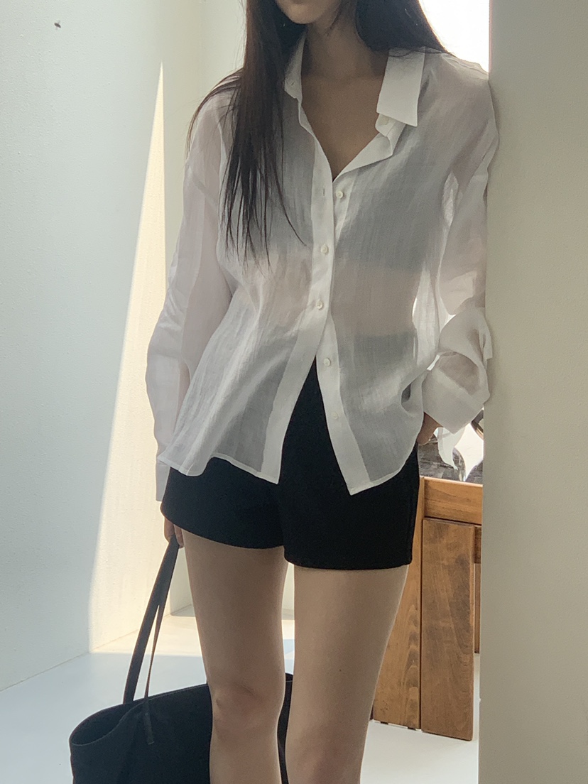 LOGARDEN韓國代購㊣女士新款時尚熱賣職業休閑襯衫蕾絲衫亞麻LO GARDEN襯衫/蕾絲衫