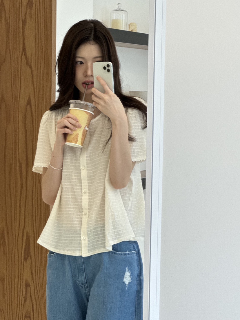 ERUME東大門㊣直郵女裝新品熱賣時尚推薦人氣休閑襯衫蕾絲衫ERUME襯衫/蕾絲衫