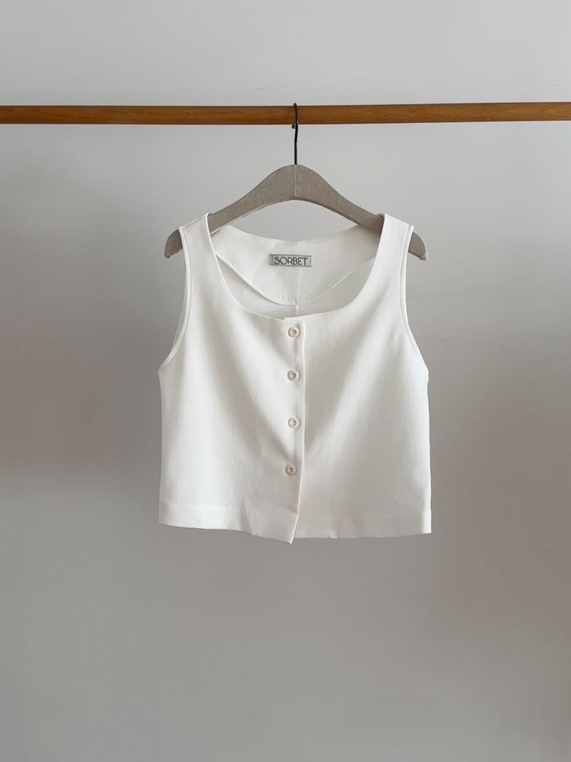 SORBET韓國直郵㊣女裝新品休閑25春夏時尚真品職業馬甲緊身SORBET/flat white馬甲