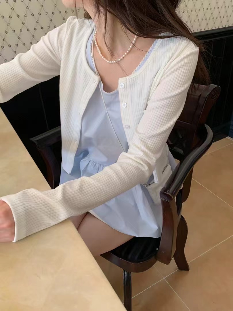 EZEDIARY東大門㊣直郵女裝新款時尚休閑針織衫不含內搭開襟衫EZEDIARY針織衫