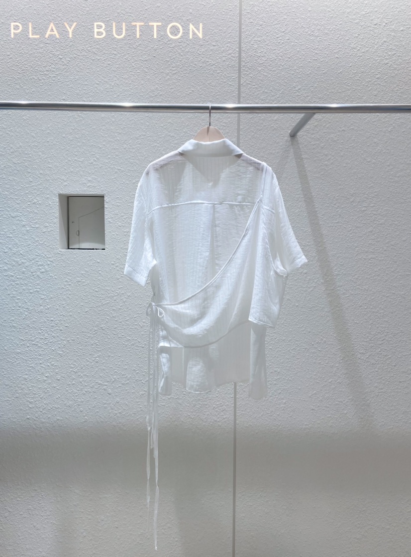 PLAYBUTTON-P韓國直郵㊣女士新品真品25春夏休閑襯衫蕾絲衫PLAYBUTTON襯衫/蕾絲衫