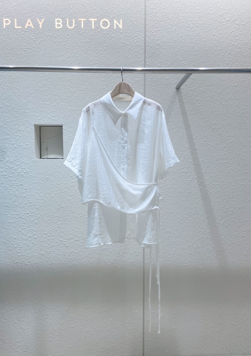 PLAYBUTTON-P韓國直郵㊣女士新品真品25春夏休閑襯衫蕾絲衫PLAYBUTTON襯衫/蕾絲衫圖色1