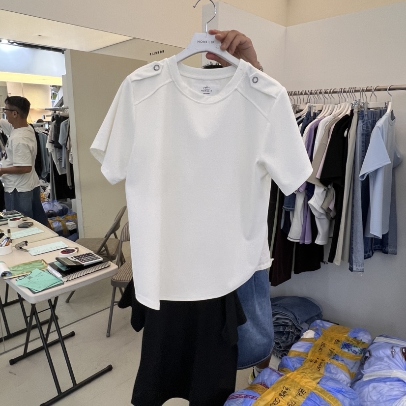 NON CLIP東大門㊣實拍女士新款職業休閑25春夏推薦人氣T恤NON CLIPT恤圖色2