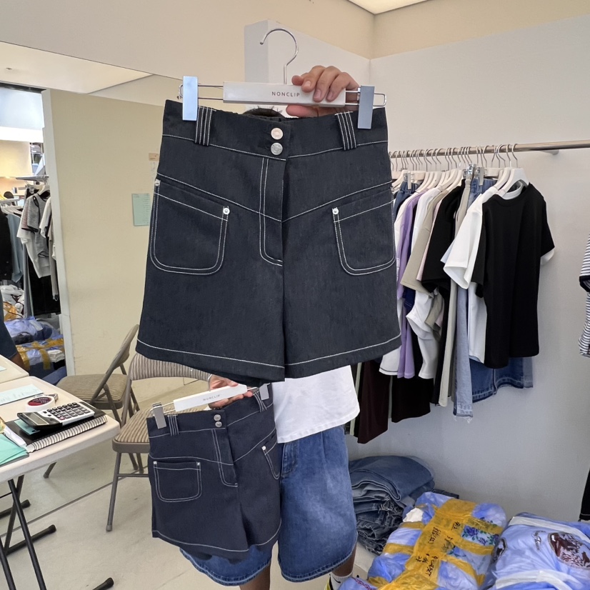NON CLIP東大門㊣直郵女裝新品休閑熱賣25春夏職業短褲口袋NON CLIP短褲圖色1