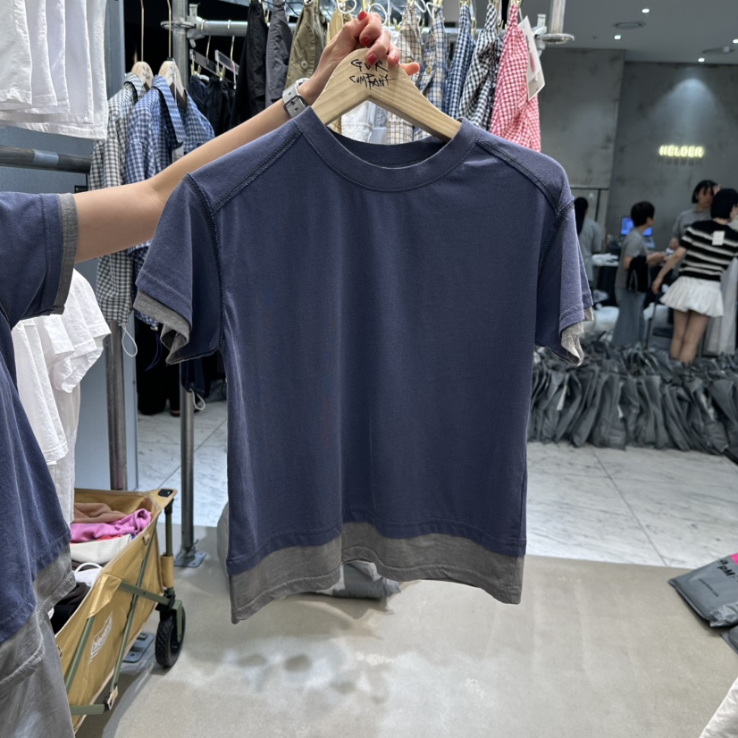 GVR COMPANY東大門㊣實拍女士新品時尚25春夏休閑T恤假兩件GVR-COMPANYT恤圖色4
