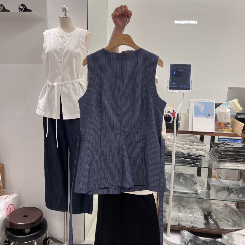ANN MARGRET東大門㊣直郵女士新品時尚馬甲人字紋GRETA.Y馬甲