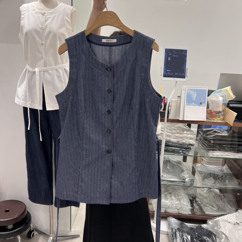 ANN MARGRET東大門㊣直郵女士新品時尚馬甲人字紋GRETA.Y馬甲圖色2