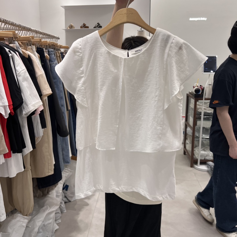 ANN MARGRET東大門㊣實拍女士新款時尚襯衫蕾絲衫披肩絲綢GRETA.Y襯衫/蕾絲衫