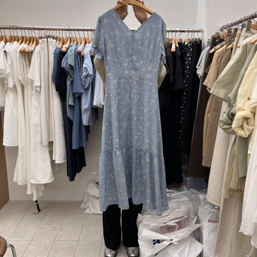 DRESS ROOM韓國代購㊣女士新款熱賣休閑25春夏連衣裙荷葉邊DRESS ROOM連衣裙