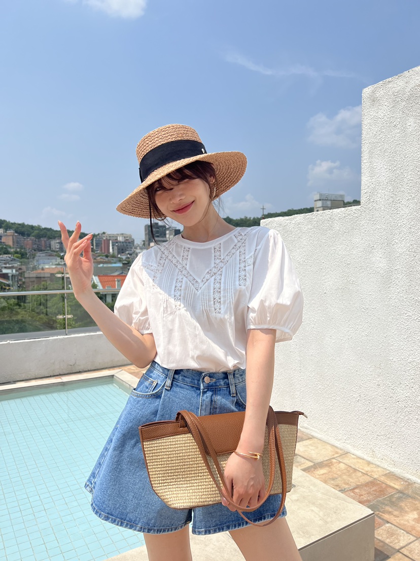 DEMAR東大門㊣直郵女裝新款推薦人氣熱賣真品襯衫蕾絲衫泡泡袖DEMAR襯衫/蕾絲衫