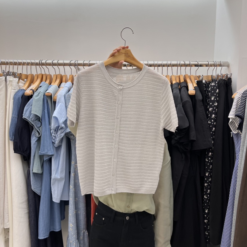 DRESS ROOM東大門㊣代購女裝新品熱賣25春夏推薦T恤開衫羅紋DRESS ROOMT恤圖色2