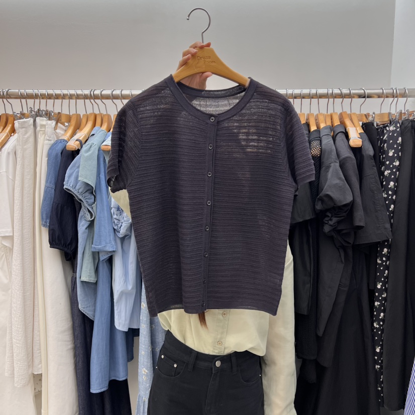DRESS ROOM東大門㊣代購女裝新品熱賣25春夏推薦T恤開衫羅紋DRESS ROOMT恤圖色3