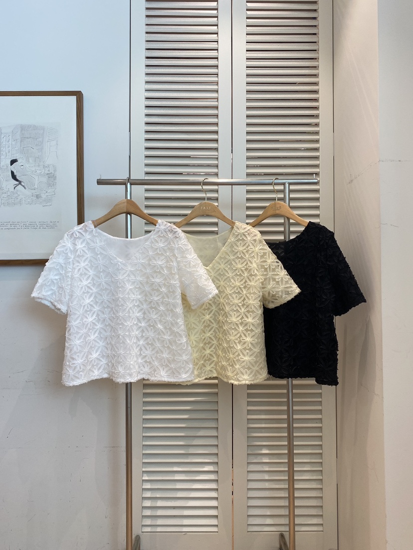 FAVE-L東大門㊣實拍女士新品時尚25春夏熱賣襯衫蕾絲衫刺繡FAVE-L襯衫/蕾絲衫