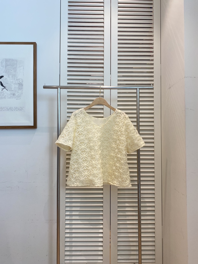 FAVE-L東大門㊣實拍女士新品時尚25春夏熱賣襯衫蕾絲衫刺繡FAVE-L襯衫/蕾絲衫圖色2