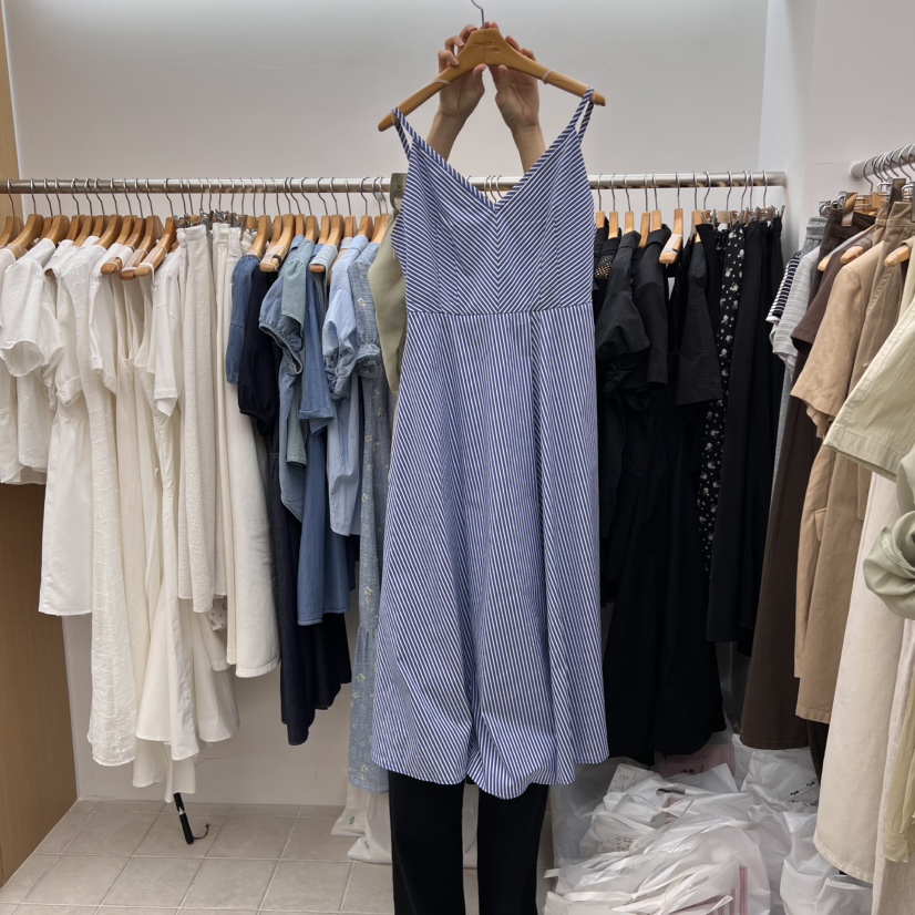 DRESS ROOM東大門㊣直郵女裝新款真品職業時尚25春夏連衣裙條紋DRESS ROOM連衣裙圖色3