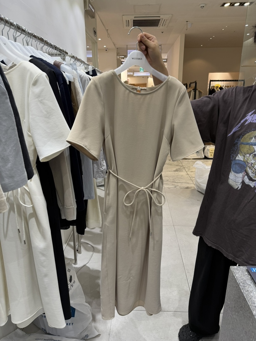 WOOD SAGE韓國直郵㊣女士新品職業時尚25春夏連衣裙含腰繩WOOD SAGE連衣裙