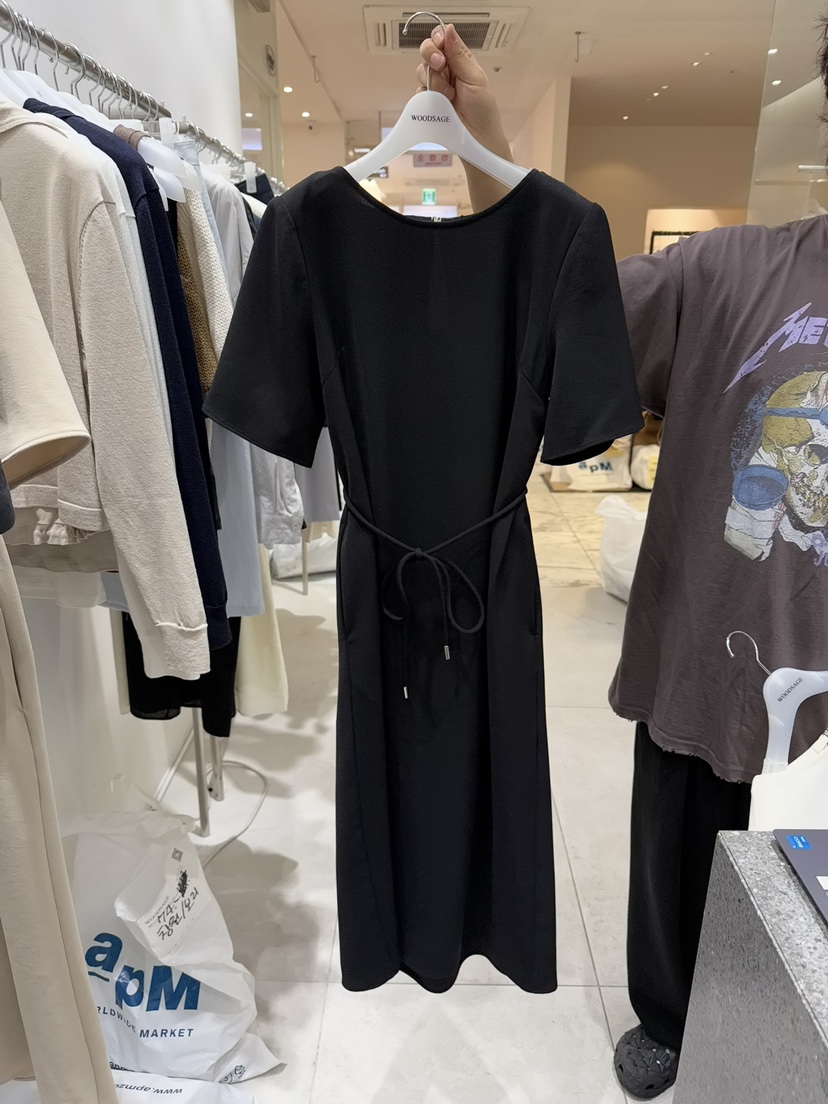 WOOD SAGE韓國直郵㊣女士新品職業時尚25春夏連衣裙含腰繩WOOD SAGE連衣裙圖色2