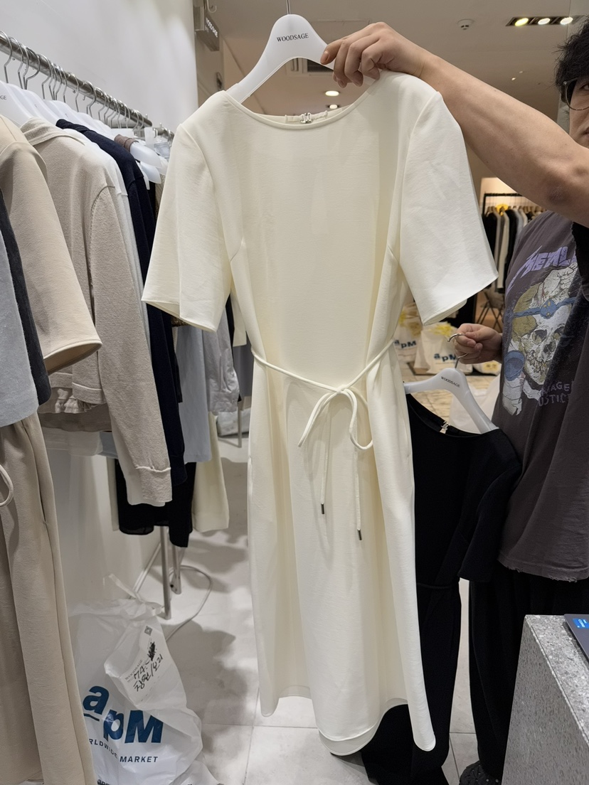 WOOD SAGE韓國直郵㊣女士新品職業時尚25春夏連衣裙含腰繩WOOD SAGE連衣裙圖色3