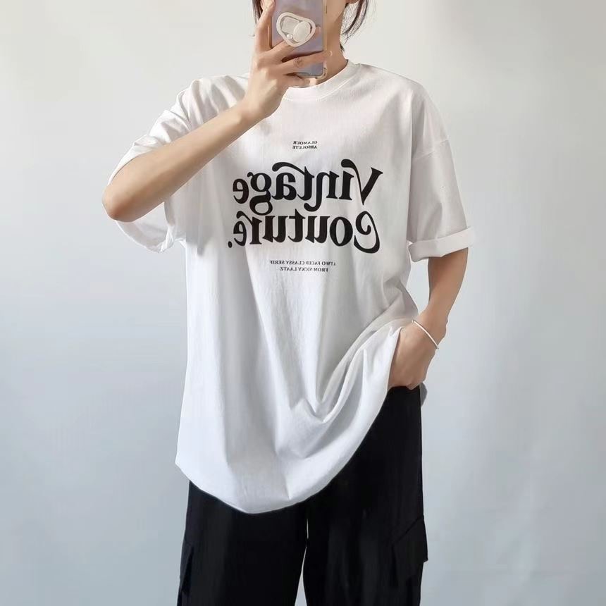SNS東大門㊣直郵女士新款時尚推薦25春夏職業熱賣真品T恤復古SNST恤圖色2