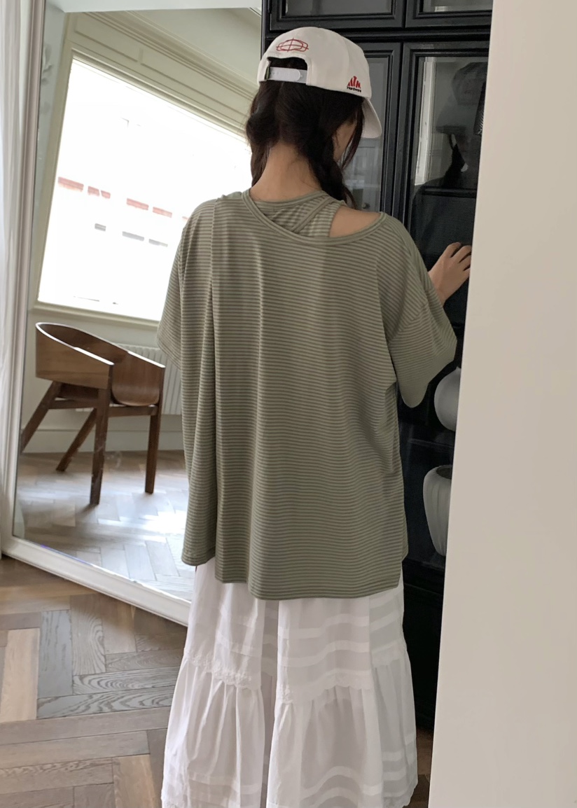 PEBBLE東大門㊣代購女士新品時尚休閑人氣職業推薦25春夏T恤PEBBLE/LAYERT恤