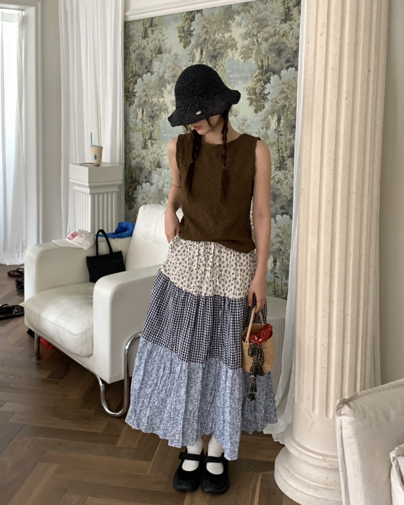 PEBBLE韓國直郵㊣女裝新款休閑熱賣職業真品25春夏人氣長裙PEBBLE/LAYER長裙