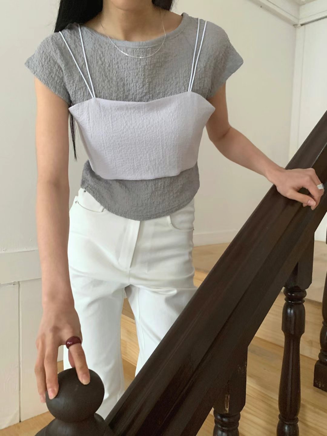 US韓國直郵㊣女士新款職業人氣休閑推薦真品25春夏吊帶背心緊身JANEMORIS吊帶/背心圖色4