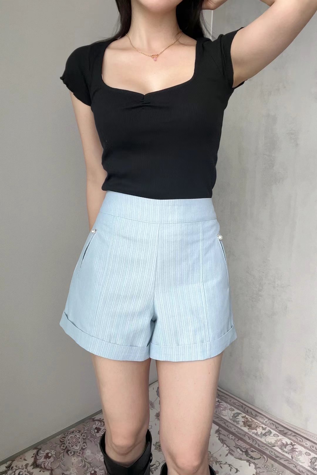 SOOMANCHAE-수만채-T東大門㊣代購女裝新款職業25春夏短褲SOOMANCHAE短褲
